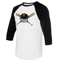 Pittsburgh Pirates Tiny Turnip Women's Hat Crossbats 3/4-Sleeve Raglan T-Shirt - White/Black