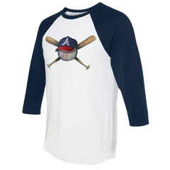 Atlanta Braves Tiny Turnip Women's Hat Crossbats 3/4-Sleeve Raglan T-Shirt - White/Navy