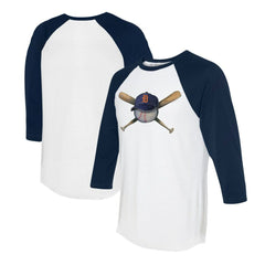 Detroit Tigers Tiny Turnip Women's Hat Crossbats 3/4-Sleeve Raglan T-Shirt - White/Navy
