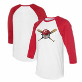 Cincinnati Reds Tiny Turnip Women's Hat Crossbats 3/4-Sleeve Raglan T-Shirt - White/Red