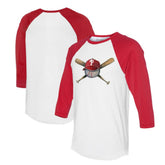 Philadelphia Phillies Tiny Turnip Women's Hat Crossbats 3/4-Sleeve Raglan T-Shirt - White/Red