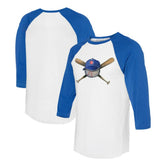 Chicago Cubs Tiny Turnip Women's Hat Crossbats 3/4-Sleeve Raglan T-Shirt - White/Royal