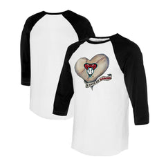 Arizona Diamondbacks Tiny Turnip Women's Heart Banner 3/4-Sleeve Raglan T-Shirt - White/Black