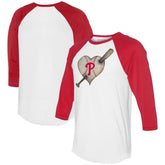 Philadelphia Phillies Tiny Turnip Women's Heart Bat 3/4-Sleeve Raglan T-Shirt - White/Red