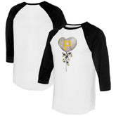 Pittsburgh Pirates Tiny Turnip Women's Heart Lolly 3/4-Sleeve Raglan T-Shirt - White/Black