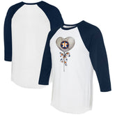 Houston Astros Tiny Turnip Women's Heart Lolly 3/4-Sleeve Raglan T-Shirt - White/Navy