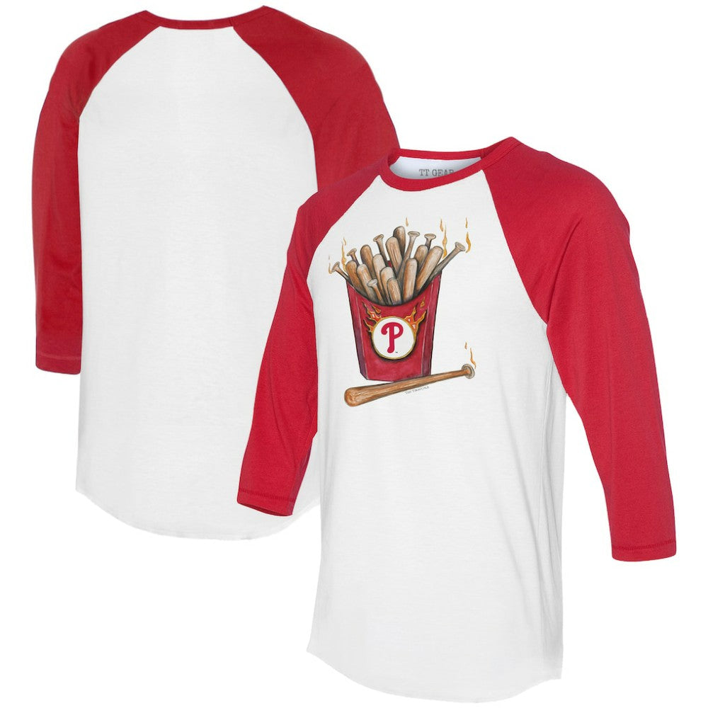 Philadelphia Phillies Tiny Turnip Women's Hot Bats 3/4-Sleeve Raglan T-Shirt - White/Red