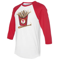 Philadelphia Phillies Tiny Turnip Women's Hot Bats 3/4-Sleeve Raglan T-Shirt - White/Red