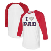Boston Red Sox Tiny Turnip Women's I Love Dad 3/4-Sleeve Raglan T-Shirt - White/Red