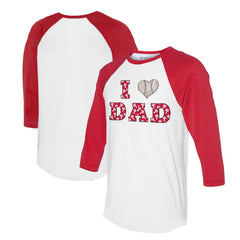 Philadelphia Phillies Tiny Turnip Women's I Love Dad 3/4-Sleeve Raglan T-Shirt - White/Red
