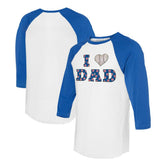 Chicago Cubs Tiny Turnip Women's I Love Dad 3/4-Sleeve Raglan T-Shirt - White/Royal