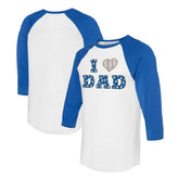 Los Angeles Dodgers Tiny Turnip Women's I Love Dad 3/4-Sleeve Raglan T-Shirt - White/Royal