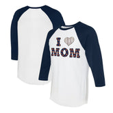 Detroit Tigers Tiny Turnip Women's I Love Mom 3/4-Sleeve Raglan T-Shirt - White/Navy