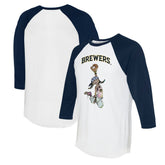 Milwaukee Brewers Tiny Turnip Women's Jada 3/4-Sleeve Raglan T-Shirt - White/Navy