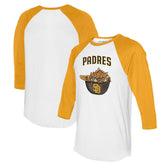 San Diego Padres Tiny Turnip Women's Nacho Helmet 3/4-Sleeve Raglan T-Shirt - White/Gold