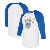 Chicago Cubs Tiny Turnip Women's Popcorn 3/4-Sleeve Raglan T-Shirt - White/Royal