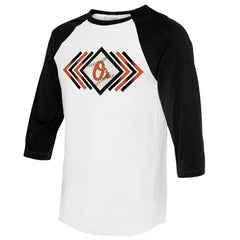 Baltimore Orioles Tiny Turnip Women's Prism Arrows 3/4-Sleeve Raglan T-Shirt - White