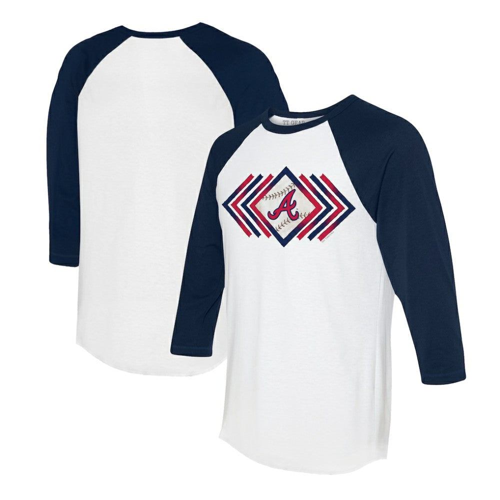 Atlanta Braves Tiny Turnip Women's Prism Arrows 3/4-Sleeve Raglan T-Shirt - White