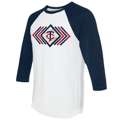 Minnesota Twins Tiny Turnip Women's Prism Arrows 3/4-Sleeve Raglan T-Shirt - White