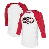 Cincinnati Reds Tiny Turnip Women's Prism Arrows 3/4-Sleeve Raglan T-Shirt - White