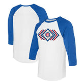 Chicago Cubs Tiny Turnip Women's Prism Arrows 3/4-Sleeve Raglan T-Shirt - White