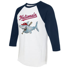 Washington Nationals Tiny Turnip Women's Shark 3/4-Sleeve Raglan T-Shirt - White/Navy