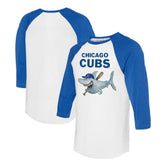 Chicago Cubs Tiny Turnip Women's Shark 3/4-Sleeve Raglan T-Shirt - White/Royal