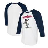 Cleveland Guardians Tiny Turnip Women's Slugger 3/4-Sleeve Raglan T-Shirt - White/Navy