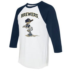 Milwaukee Brewers Tiny Turnip Women's Slugger 3/4-Sleeve Raglan T-Shirt - White/Navy