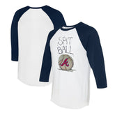 Atlanta Braves Tiny Turnip Women's Spit Ball 3/4-Sleeve Raglan T-Shirt - White/Navy