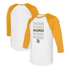 San Diego Padres Tiny Turnip Women's Stacked 3/4-Sleeve Raglan T-Shirt - White/Gold