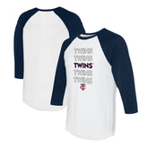 Minnesota Twins Tiny Turnip Women's Stacked 3/4-Sleeve Raglan T-Shirt - White/Navy