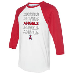 Los Angeles Angels Tiny Turnip Unisex Stacked 3/4-Sleeve Raglan T-Shirt - White/Red