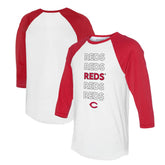 Cincinnati Reds Tiny Turnip Unisex Stacked 3/4-Sleeve Raglan T-Shirt - White/Red