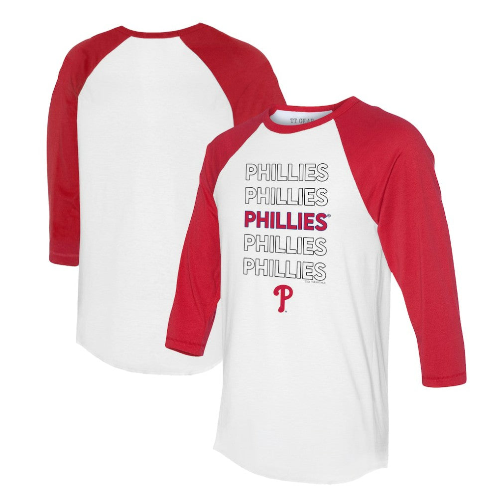 Philadelphia Phillies Tiny Turnip Unisex Stacked 3/4-Sleeve Raglan T-Shirt - White/Red