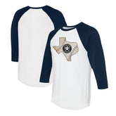 Houston Astros Tiny Turnip Unisex State Outline 3/4-Sleeve Raglan T-Shirt - White/Navy