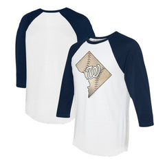 Washington Nationals Tiny Turnip Unisex State Outline 3/4-Sleeve Raglan T-Shirt - White/Navy