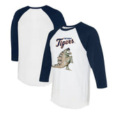 Detroit Tigers Tiny Turnip Unisex Stega 3/4-Sleeve Raglan T-Shirt - White/Navy