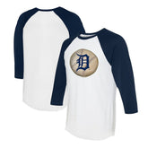 Detroit Tigers Tiny Turnip Unisex Stitched Baseball 3/4-Sleeve Raglan T-Shirt - White/Navy