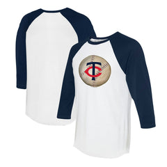 Minnesota Twins Tiny Turnip Unisex Stitched Baseball 3/4-Sleeve Raglan T-Shirt - White/Navy