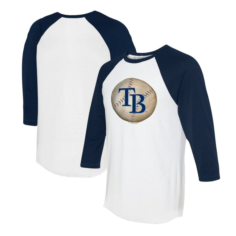 Tampa Bay Rays Tiny Turnip Unisex Stitched Baseball 3/4-Sleeve Raglan T-Shirt - White/Navy