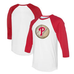 Philadelphia Phillies Tiny Turnip Unisex Stitched Baseball 3/4-Sleeve Raglan T-Shirt - White/Red