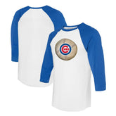 Chicago Cubs Tiny Turnip Unisex Stitched Baseball 3/4-Sleeve Raglan T-Shirt - White/Royal