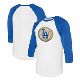 Los Angeles Dodgers Tiny Turnip Unisex Stitched Baseball 3/4-Sleeve Raglan T-Shirt - White/Royal