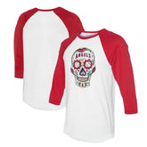 Los Angeles Angels Tiny Turnip Unisex Sugar Skull 3/4-Sleeve Raglan T-Shirt - White/Red