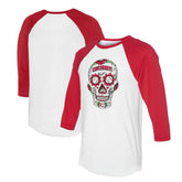 Cincinnati Reds Tiny Turnip Unisex Sugar Skull 3/4-Sleeve Raglan T-Shirt - White/Red