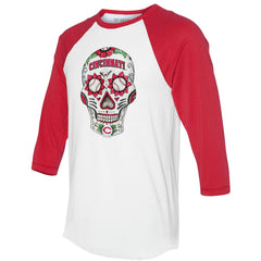 Cincinnati Reds Tiny Turnip Unisex Sugar Skull 3/4-Sleeve Raglan T-Shirt - White/Red