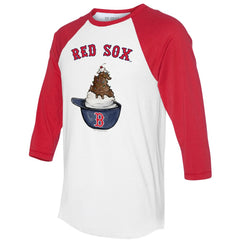 Boston Red Sox Tiny Turnip Unisex Sundae Helmet 3/4-Sleeve Raglan T-Shirt - White/Red