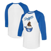 Los Angeles Dodgers Tiny Turnip Unisex Sundae Helmet 3/4-Sleeve Raglan T-Shirt - White/Royal