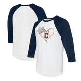Cleveland Guardians Tiny Turnip Unisex Tiara Heart 3/4-Sleeve Raglan T-Shirt - White/Navy